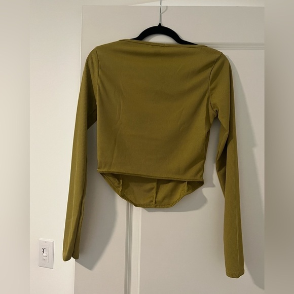 Tall Rib Corset Detail Longsleeve Top- green size 10 - Picture 5 of 5